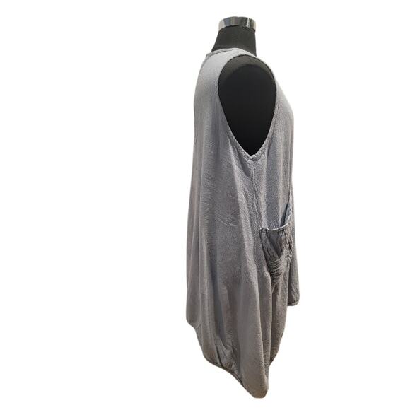 Oh My Gauze‎ Tunic Lagenlook Top Women's Sleeveless Crinkle Lightweight Lt Blue - Picture 3 of 13